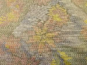 アンティーク　破れ色紙に花模様織り出し本場大島紬着物